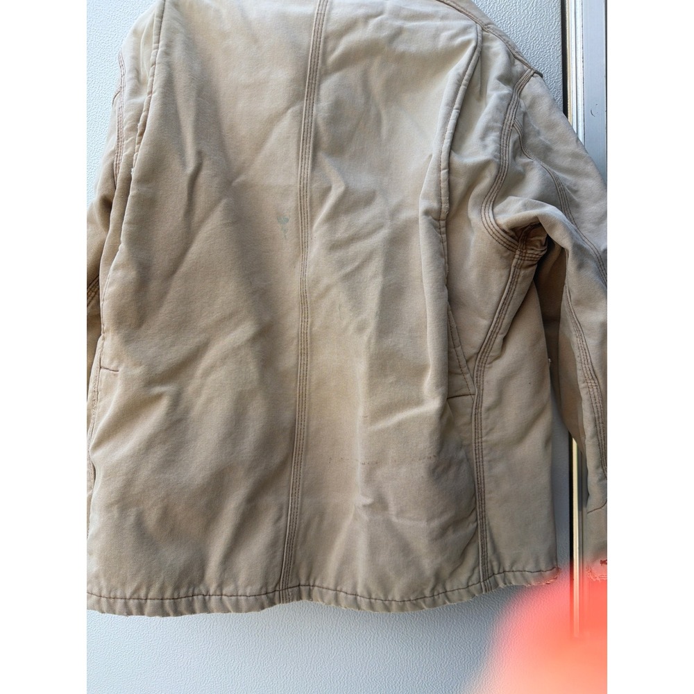 Vintage Carhartt Barn Chore Coat Tan Blanket Lined Distressed Duck Canvas Mens - Picture 5 of 5